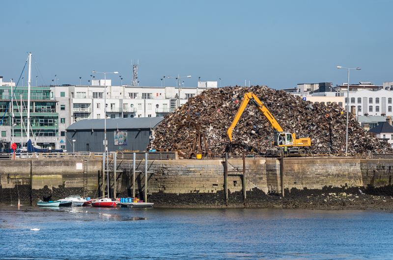 A heap of mixed scrap metal